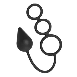XR Brands Master Series Triple Threat Silicone Ring & Plug System Black