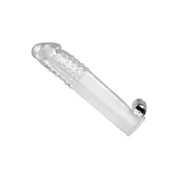 Clear Sensations Intimate Extension Sleeve with Vibrating Bullet, Transparent