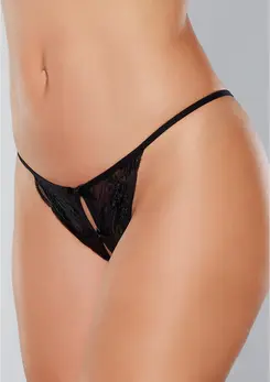 Dreamgirl Lace Panty Open Back with Double Bow Accent One Size