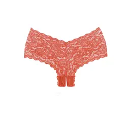 Candy Apple Lace Hipster Briefs Open-Crotch One Size Black