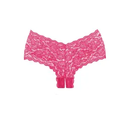 Candy Apple Lace Hipster Panty Open-Crotch One Size Crna