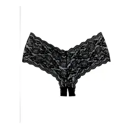 Candy Apple Lace Hipster Panties Open Design One Size Crna
