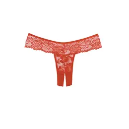 Chiqui Love All-Lace Crotchless Thong - One Size, Crni čipkasti dizajn