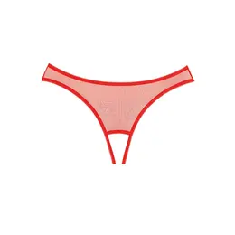 Expose Sheer Mesh Panty sa Eyelash Lace, One Size, Crvena
