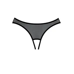 Expose Sheer Mesh Panty with Eyelash Lace and Bow Detail Black One Size