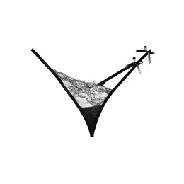 Pixie čipkane G-string gaćice One Size - Elegantan crni dizajn