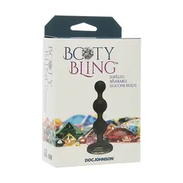 Booty Bling Silicone Beaded Plug Medium Black with Decorative Jewel