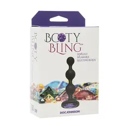 Booty Bling Silikonski Čep sa Perlicama Intimni Nakit Srednji Crni