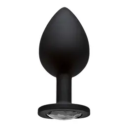 Booty Bling Spade Large Silicone Plug with Pastel Gem - Black