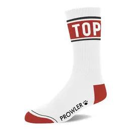Prowler Top Socks White/Red - Classic Athletic Cotton Crew Socks