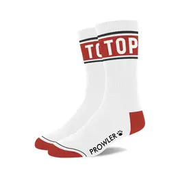 Prowler Top Socks White/Red - Classic Athletic Cotton Crew Socks
