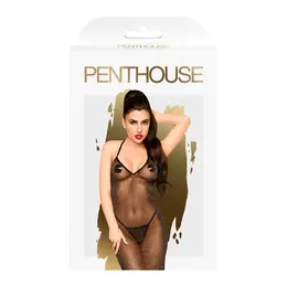 Penthouse Love On Fire L/XL Elegantni čipkani bodi, crna