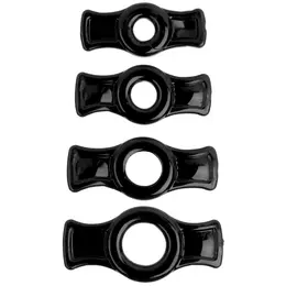 Doc Johnson TitanMen Tools Flexible Ring Set, 4 Sizes, Black/Blue/Clear