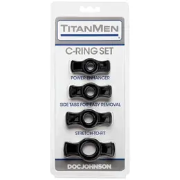 Doc Johnson TitanMen Tools Flexible Ring Set, 4 Sizes, Black/Blue/Clear