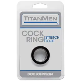Doc Johnson TitanMen Rastegljivi fleksibilni prsten crni TPR