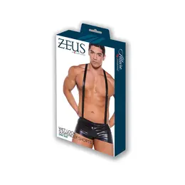 Rene Rofe Wetlook Suspender Shorts One Size - Glossy Finish, Adjustable Straps