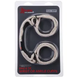 Kink by Doc Johnson Bind & Tie Hemp Cuffs - Adjustable Natural Fiber Restraints