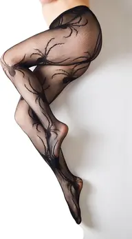 Kix'ies B Mrežaste hulahopke preko celog struka crna spider dezen