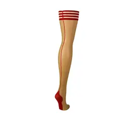 Kix'ies Whitney Thigh-Highs Nude C - Red Band & Back Seam, Size C