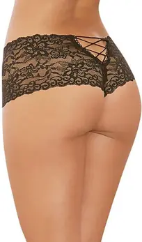 Dreamgirl Open Crotch Boyshorts S Black - Stretch Mesh Lingerie