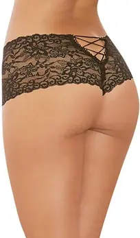 Dreamgirl Boyshort Panty Open Design Black M - Comfortable Lingerie