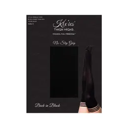 Kix'ies Danielle Thigh-High Tights D Black - Opaque Stay-Up Design