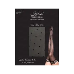 Kix'ies Ally Thigh-Highs C Black - Retro Polka Dot Stay-Up Stockings