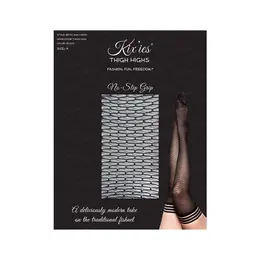 Kix'ies Beth Ann Thigh-High Stockings Black Honeycomb Pattern A