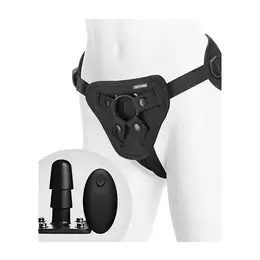 Doc Johnson Supreme Harness Set with Vibrating Plug & Remote, 2-Piece Kit