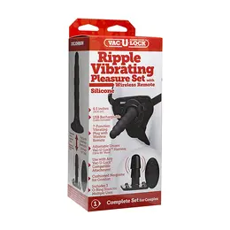 Doc Johnson Ripple Vibrating Set - Remote Control, Ribbed Silicone, Adjustable Harness