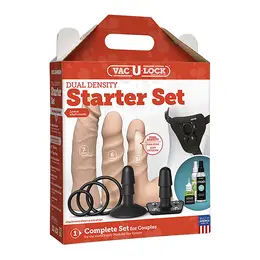 Doc Johnson Vac-U-Lock Dual Density ULTRASKYN Starter Set, Adjustable Harness