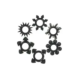Doc Johnson Tower of Power Intimate Ring Set Black 6 pcs TPE