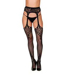 Dreamgirl Fishnet Garter Hose Diamond Pattern Black One Size