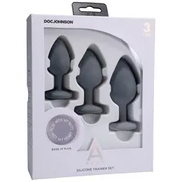 Doc Johnson A-Play Silicone Plug Training Set 3 Sizes Black