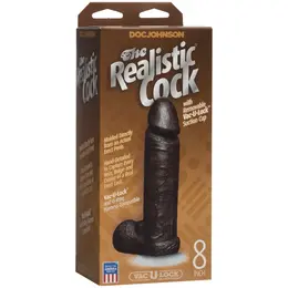 Doc Johnson Vac-U-Lock 8'' Chocolate - Modular Intimate Model with Suction Base