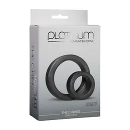 Doc Johnson The C-Rings Silicone Duo Comfort Set Charcoal & White