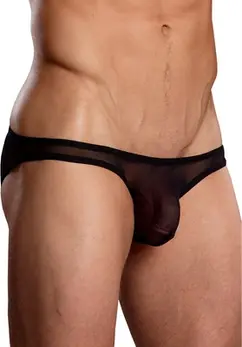 Male Power Euro Mesh Low-Rise Pouch Bikini M Black
