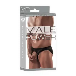 Male Power Nylon Spandex Pouchless Brief Black One Size Modern Fit
