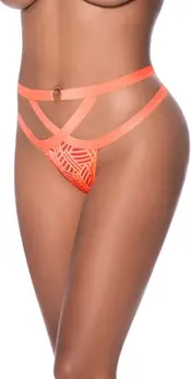 Magic Silk Exposed Cheeky Panty S/M Vibrant Orange Mesh Design