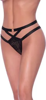 Magic Silk Cheeky Panty S/M Black - Mesh Cross-Strap Design