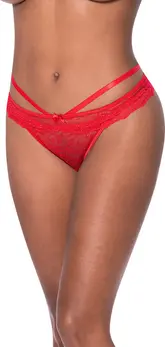 Magic Silk Izlozeni Cheeky Cipkasti Panty S/M Crveni - Elegantan Cut-Out Dizajn