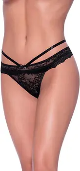 Magic Silk Cheeky Panty S/M Black - Cross-Strap Lace Design