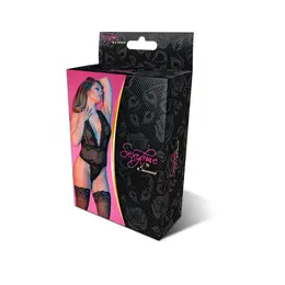 Magic Silk Deep Look Halter Teddy S/M Crni - Elegantan Bodije sa V-Izrezom