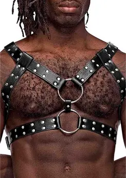 Male Power Gemini Adjustable Imitation Leather Harness Black One Size
