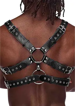 Male Power Gemini Adjustable Imitation Leather Harness Black One Size
