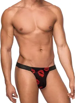 Male Power Microstring L/XL Intimate Thong Black Comfort Fit