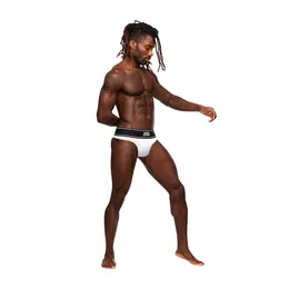 Male Power Modal Rib Bong Thong L/XL White - Soft Ribbed Fabric & Comfort Fit