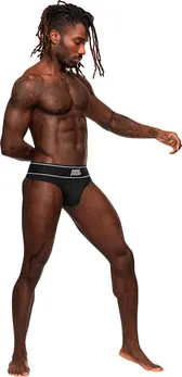 Male Power Modal Rib Bong Thong S/M Black - Comfort-Fit Waistband