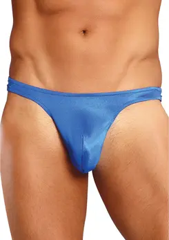 Male Power Satin Spandex Comfort Thong S/M Royal Blue