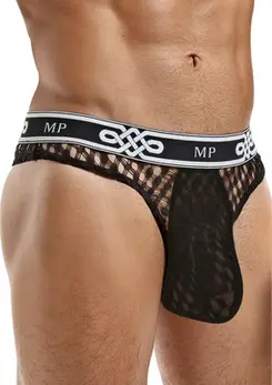 Male Power Lo Rise Thong L/XL Crna - Udoban Dizajn Pojasa